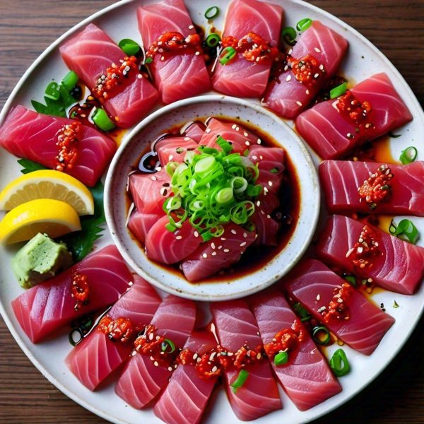 Pikante sashimi tonijn (8 stuks}